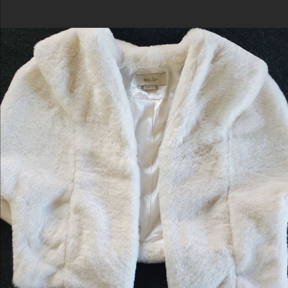 BHLDN faux fur shrug.